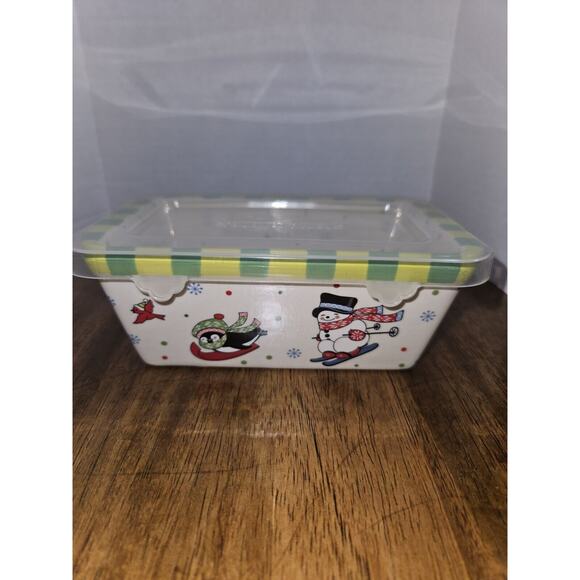 Temp-tations By Tara 12 Oz Mini Loaf Bakeware "Winter Whimsy" Stoneware. - Picture 3 of 5